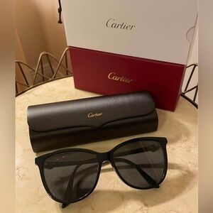 CARTIER Sunglasses With Case, Boxes, Dust Bag, Cloth - Black & Gold - LIKE NEW